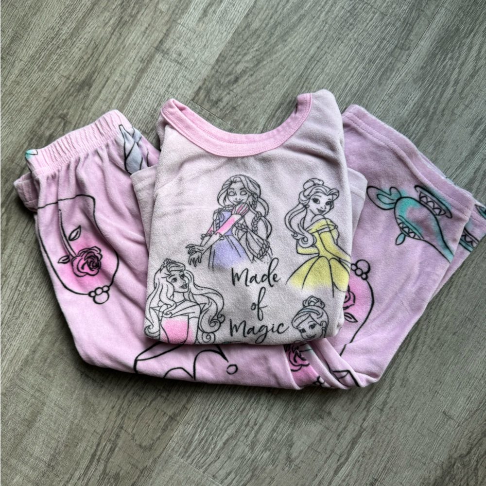 Disney Princess Pink Kids Pajama Set Girls Size S(6)